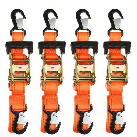 DC CARGO Ratchet Straps W/ Integrated Soft-loops Motorcycle Tie-downs, 4PK 1128SHWDR-4